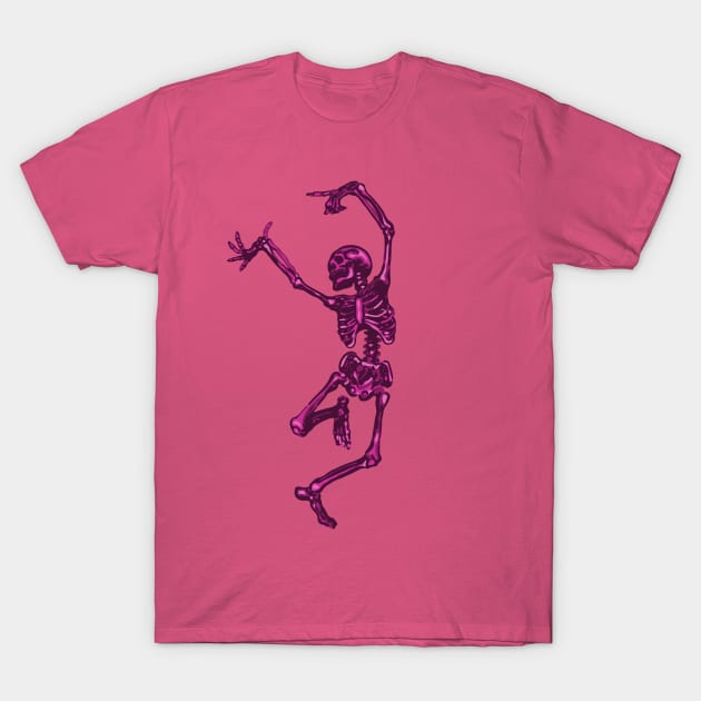 Dancing Pink Skeleton T-Shirt by Slightly Unhinged